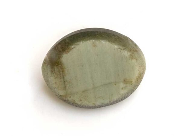 Quartz Cats Eye Lahsuniya 7.81 Carat back view gray cabochon