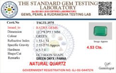Onyx certificate TSGTL3575 for Onyx Stone (Onex Ratna) 4.53 Carat (4.98 Ratti) Octagon Cut