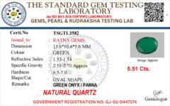 Onyx certificate TSGTL3582 for Onyx Stone (Onex Ratna) 5.51 Carat (6.05 Ratti) Oval Cut