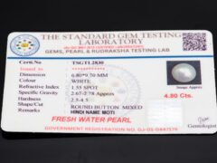Cultured Pearl Moti 4.80 carat certificate image