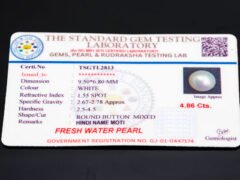 Cultured Pearl Moti 4.86 carat certificate image