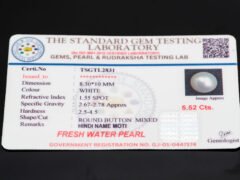 Cultured Pearl Moti 5.52 carat certificate image