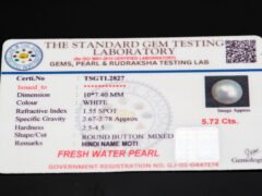 Cultured Pearl Moti 5.72 carat certificate image