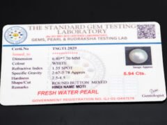 Cultured Pearl Moti 5.94 carat certificate image