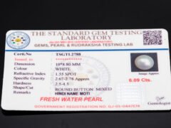Cultured Pearl Moti 6.09 carat certificate image