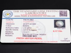 Cultured Pearl Moti 6.17 carat certificate image
