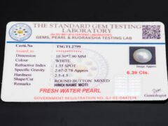 Cultured Pearl Moti 6.39 carat certificate image