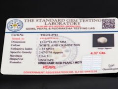 Keshi Pearl Moti 4.37 carat certificate image