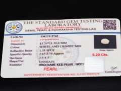 Keshi Pearl Moti 5.20 carat certificate image