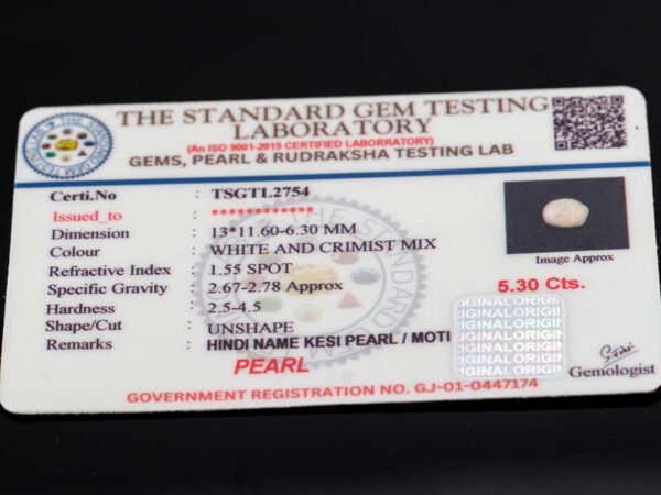 Keshi Pearl Moti 5.30 carat certificate image