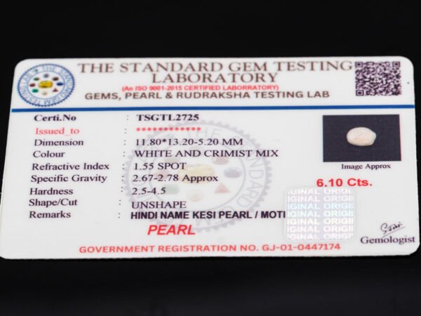 Keshi Pearl Moti 6.10 carat certificate image