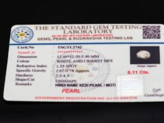 Keshi Pearl Moti 6.11 carat certificate image