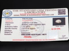 Keshi Pearl Moti 6.12 carat certificate image