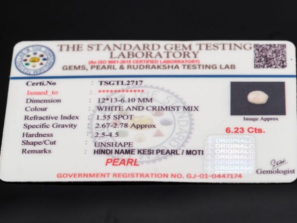 Keshi Pearl Moti 6.23 carat certificate image