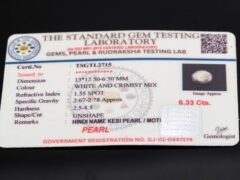 Keshi Pearl Moti 6.33 carat certificate image
