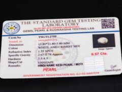 Keshi Pearl Moti 6.57 carat certificate image