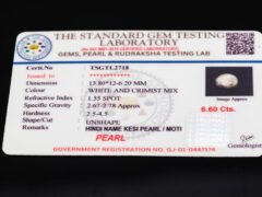 Keshi Pearl Moti 6.60 carat certificate image