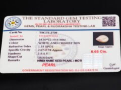 Keshi Pearl Moti 6.65 carat certificate image
