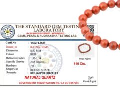 Lab certificate for Red Jasper Bracelet TSGTL3839 by The Standard Gem Testing Laboratory